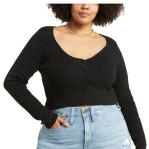 bp Rib Fitted Cardigan in Black Jet New with Tags Size 1X